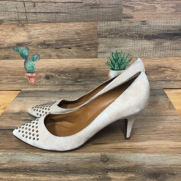 J. Crew beige studded suede pointy toe heels size 9.5 - Picture 9 of 11